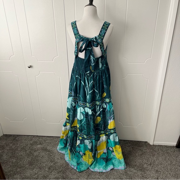 Anthropologie Teal Beaded Maxi Dress - Picture 4 of 13